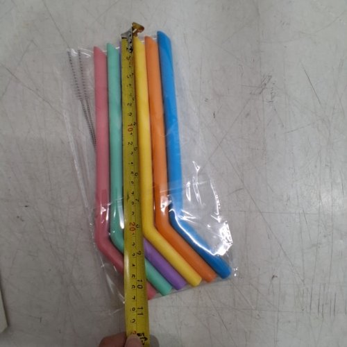 6PK REUSABLE BENT SILICONE STRAWS - 11" - ASSORTED COLORS image 4