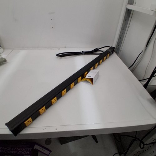 ROCKETSOCKET HEAVY DUTY SURGE PROTECTOR 12-OUTLET POWER STRIP BAR - BLACK/YELLOW image 3