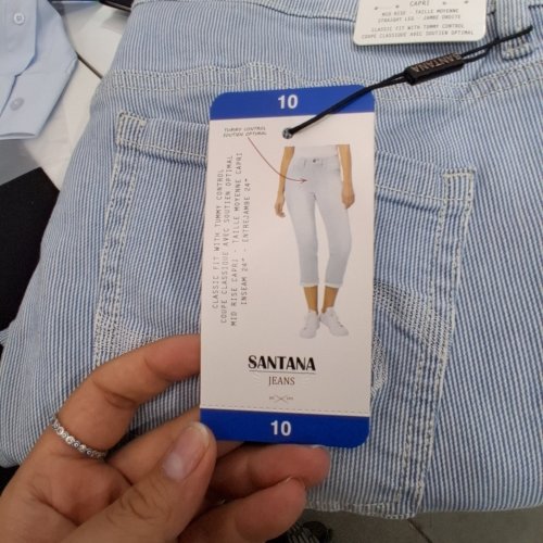WOMEN'S SANTANA JEANS MID RISE STRAIGHT LEG CAPRI JEANS - 10 - BLUE / WHITE STRIPED ( STYLE: 2351002) image 2