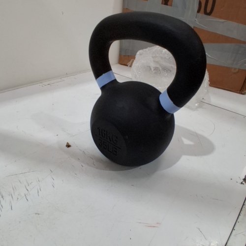 YES4ALL POWDER COATED CAST IRON KETTLEBELL - 35LBS - LIGHTBLUE /BLACK (MODEL: ‎QCG3) image 2
