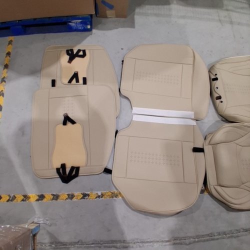 CHEZOPE FULL SET UNIVERSAL LEATHER SEAT COVERS FOR SUV - BEIGE image 3
