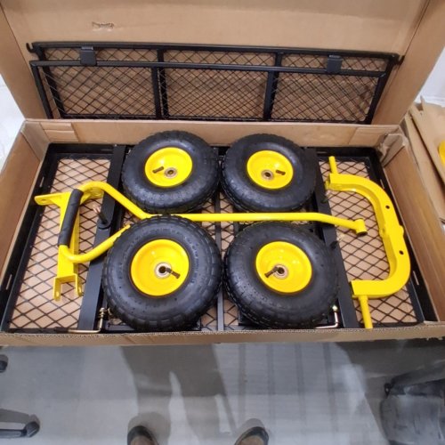 HEAVY DUTY STEEL UTILITY GARDEN CART/WAGON WITH REMOVABLE SIDES - 600LBS MAX/ 10" TIRES - BLACK/YELLOW - (MODEL: V900) image 2
