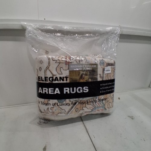 WASHABLE NON-SLIP STAIN RESISTANT BOHO STYLE AREA RUG - 9FT X 12FT - CREAM BLUE/MULTICOLOR image 5