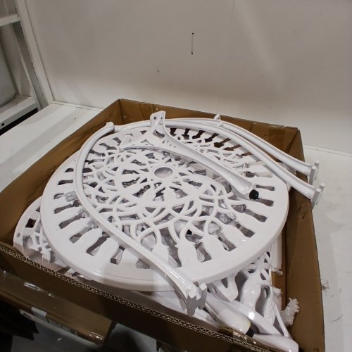 3PC KAI LI PATIO BISTRO SET - TULIPS - WHITE - (MODEL: BAI-4) image 3
