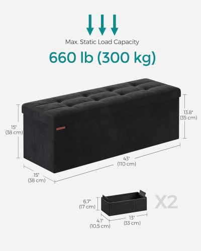 SONGMICS STORAGE OTTOMAN - BEIGE (MODEL: LSPZ77W01) image 2