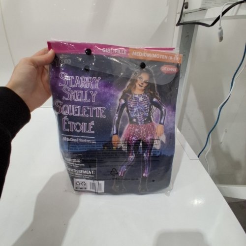GIRL'S GOODMARK STARRY SKELLY SKELETON COSTUME - MEDIUM (8-10) - BLACK/ PURPLE/PINK (ITEM: CA31622M) image 3