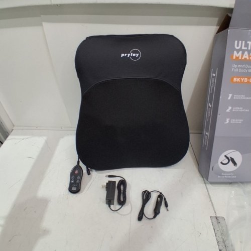 PRYFEY HEATED ULTRATHIN BACK MASSAGER WITH 4D KNEADING - 17" X 21" - BLACK/GREY (MODEL: BKYB-01) image 3