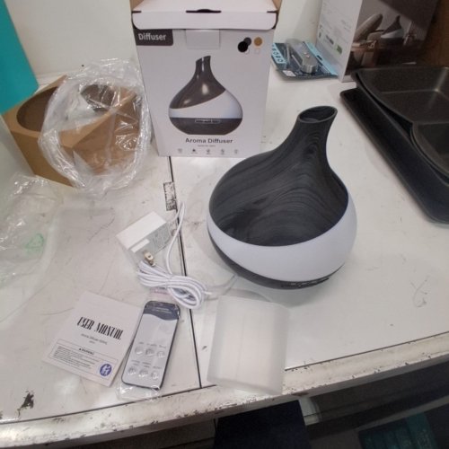 ESSENTIAL OIL DIFFUSER AROMA DIFFUSER WITH LED LIGHT - 500ML - GREY SWIRL/RGB (MODEL: WPD1) image 3