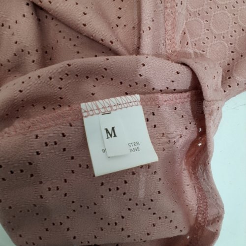 WOMEN'S TEXTURED V-NECK SHORT SLEEVE TOP - MEDIUM - DUSTY PINK image 2
