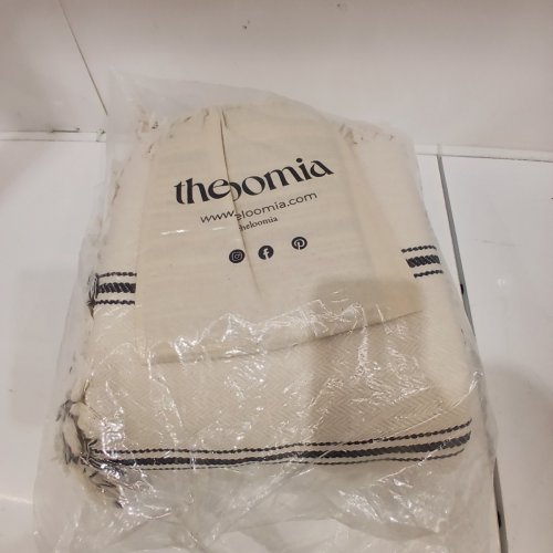 2PC THE LOOMIA THROW BLANKET WITH JUNIPER HAND TOWEL SET - KING - BEIGE / BLACK image 5