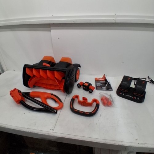 VOLTASK CORDLESS ELECTRIC SNOW SHOVEL WITH CHARGER AND LED LIGHTS - 16" - 48V - BLACK/ORANGE (MODEL: CSS004-160) image 3