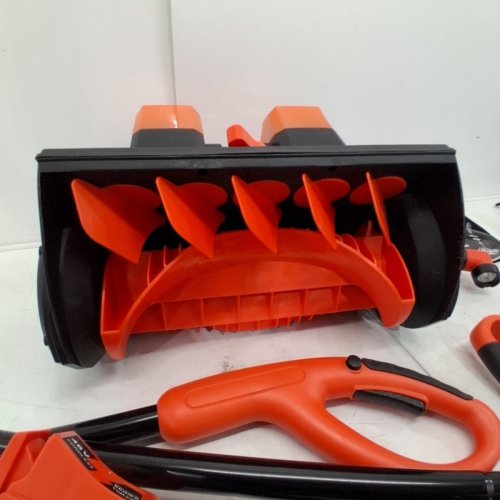 VOLTASK CORDLESS ELECTRIC SNOW SHOVEL WITH CHARGER AND LED LIGHTS - 16" - 48V - BLACK/ORANGE (MODEL: CSS004-160) image 5