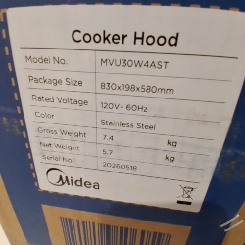 MIDEA UNDER CABINET CONVERTIBLE SLIM RANGE HOOD WITH 3-SPEED EXHAUST - 30" / 120V - STAINLESS STEEL (MODEL: MVU30W4AST) image 5
