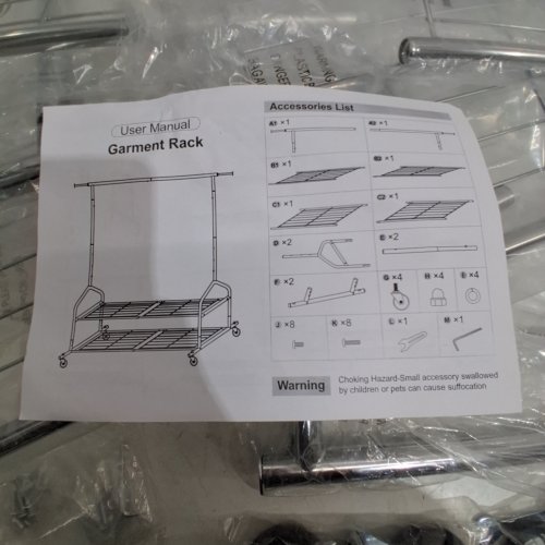 EAGMAK HEAVY DUTY ADJUSTABLE CLOTHES GARMENT RACK - 556LB MAX - 40" X 19.7" X 63"-70" - 43.3"-62.9" TOP ROD - SILVER image 2