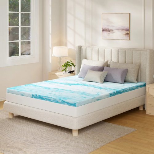 SLEEP BY WAYFAIR PERFORATED FOAM MATTRESS - 3" - KING - BLUE AND WHITE image 2