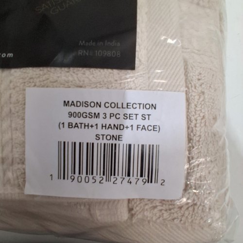 3PC SUPERIOR EGYPTIAN COTTON MADISON TOWEL SET - 30" X 55" BATH TOWEL, 20" X 30" HAND TOWEL, 13" X 13" FACE TOWEL - STONE image 4