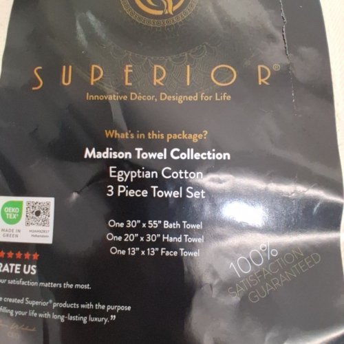3PC SUPERIOR EGYPTIAN COTTON MADISON TOWEL SET - 30" X 55" BATH TOWEL, 20" X 30" HAND TOWEL, 13" X 13" FACE TOWEL - STONE image 5