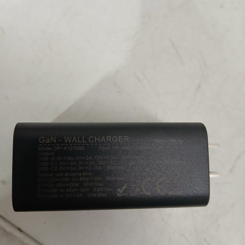 3 PORT GAN WALL CHARGER - USB/USB-C - 65W - BLACK (MODEL: DP-A127G65) image 3