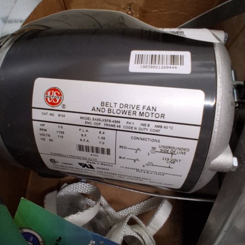 US MOTORS 48/56 FRAME SINGLE PHASE REVERSIBLE BELT DRIVE FAN AND BLOWER MOTOR - 1/3 HP - 115V - 1725 RPM - 60HZ - BLACK/SILVER (MODEL: SA55JXSFB-4866) image 6