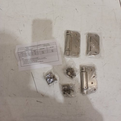 3PC HOSOM SELF CLOSING DOOR HINGES WITH ADJUSTABLE TENSION - 4" X 4" - BRUSHED NICKEL image 6