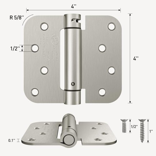 3PC HOSOM SELF CLOSING DOOR HINGES WITH ADJUSTABLE TENSION - 4" X 4" - BRUSHED NICKEL image 2