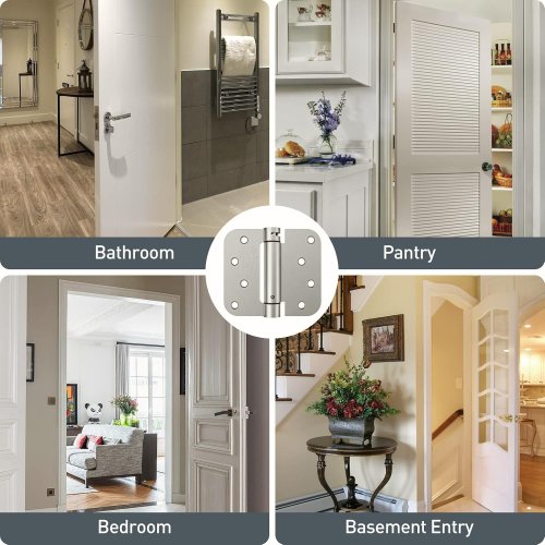 3PC HOSOM SELF CLOSING DOOR HINGES WITH ADJUSTABLE TENSION - 4" X 4" - BRUSHED NICKEL image 4