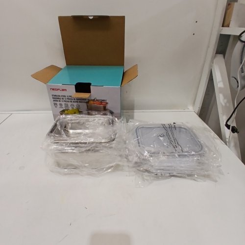 12PC NEOFLAM STAINLESS STEEL CONTAINERS WITH LIDS - MULTIPLE SIZES - SILVER (MODEL: 8523323) image 2