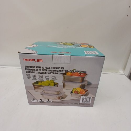 12PC NEOFLAM STAINLESS STEEL CONTAINERS WITH LIDS - MULTIPLE SIZES - SILVER (MODEL: 8523323) image 3