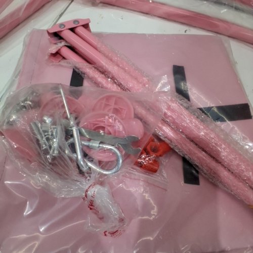3-IN-1 FUNLIO SWING SET WITH SANDBAGS - 47" X 62" X 61" - PINK image 3