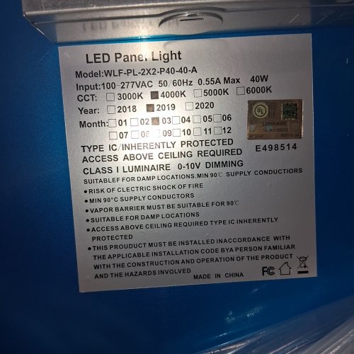 4PC BAKERSMITH EDGE-LIT FLAT LAY-IN LED TROFFER LIGHTS - 2FT X 2FT - 40W - 4000 K - 120-277 V (MODEL: LT-EL22) image 2