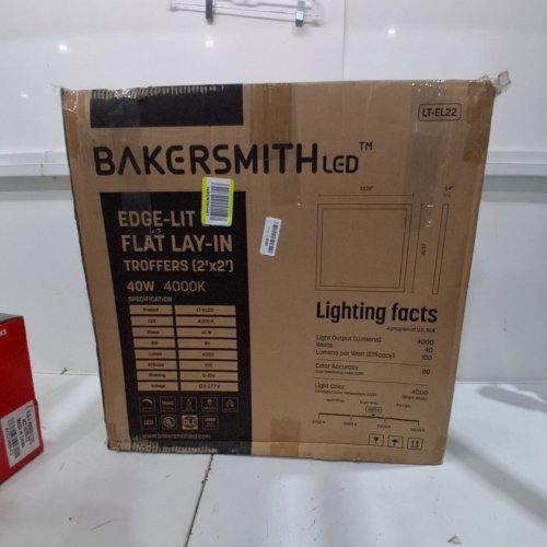 4PC BAKERSMITH EDGE-LIT FLAT LAY-IN LED TROFFER LIGHTS - 2FT X 2FT - 40W - 4000 K - 120-277 V (MODEL: LT-EL22) image 6