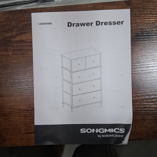 SONGMICS 5 DRAWER STORAGE ORGANIZER WITH FABRIC DRAWERS RUSTIC BROWN (MODEL:LGS45H) image 3