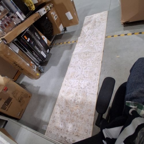 WONDRG MACHINE WASHABLE NON SLIP VINTAGE RUNNER RUG - 2FT X 10FT - WASHED FLORAL BEIGE image 2
