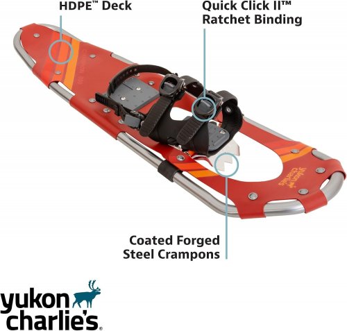 YUKON CHARLIES CHAMPION SNOWSHOE KIT WITH TREKKING POLES - 9" X 30" - RED/BLACK (MODEL: 80-1603K) image 2