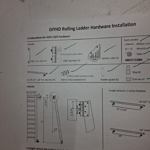 DIYHD 8FT HOOK ON ROLLING LIBRARY LADDER HARDWARE WITH 87"H METAL STEP LADDER KIT - BLACK image 5