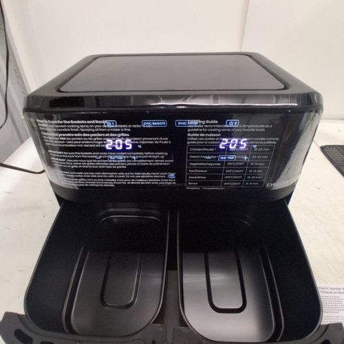 CHEFMAN DUAL BASKET AIR FRYER DIGITAL TOUCHSCREEN SMART SYNC FINISH HI-FRY AUTO SHUTOFF - 3QT BASKETS - BLACK (MODEL: RJ38-SQPF-3TDB-2W-CA) image 2