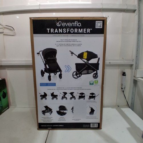 EVENFLO TRANSFORMER STROLLER WAGON WITH 6 MODES OF USE - 55LBS LIMIT IN STROLLER MODE, 110LBS LIMIT IN WAGON MODE - PITCH BLACK - (MODEL: ST200212562) image 5