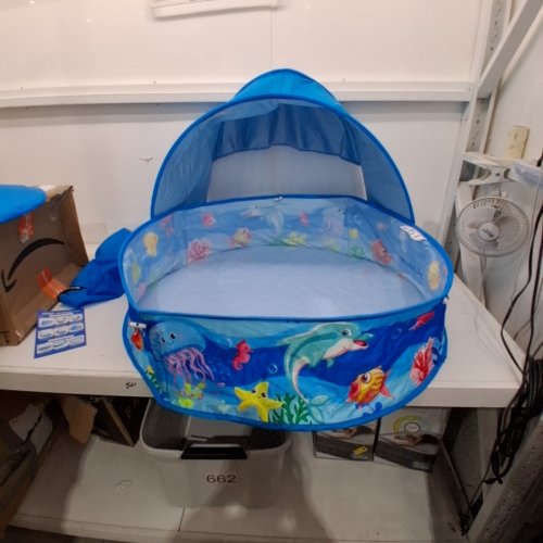 FOLDABLE PORTABLE BABY BEACH TENT POOL WITH CANOPY - 35" X 9" - OCEAN BLUE image 2