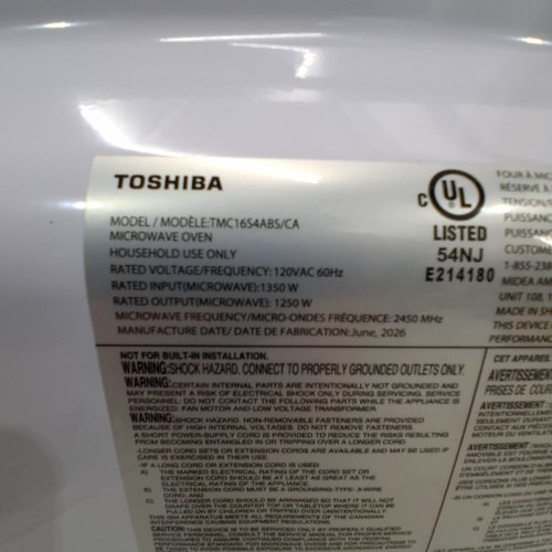 TOSHIBA SMART SENSOR MICROWAVE OVEN WITH POSITION MEMORY TURNTABLE - 1.6CU.FT - BLACK STAINLESS STEEL (MODEL: TMC16S4ABS) image 8