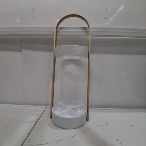 UMBRA HUB SPACE SAVING UMBRELLA STAND - 27" X 9" - WHITE/WALNUT image 2