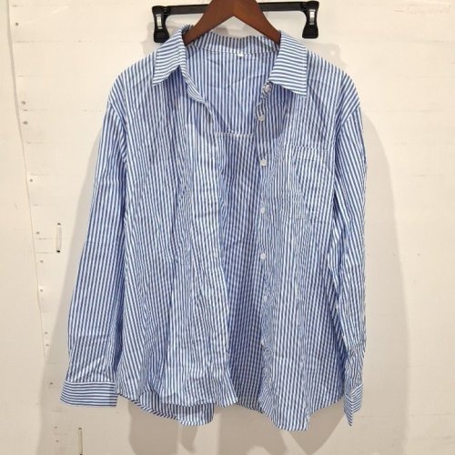 WOMEN'S STRIPED BUTTON-FRONT SHIRT - EXTRA LARGE - BLUE AND WHITE image 2