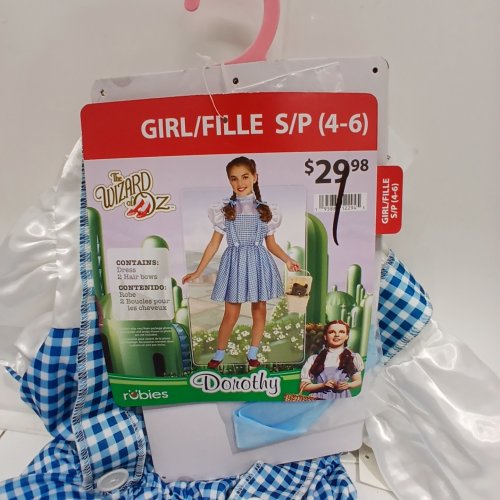 3PC GIRLS RUBIES WIDARD OF OZ DOROTHY COSTUME - SMALL 4-6 - BLUE AND WHITE image 2