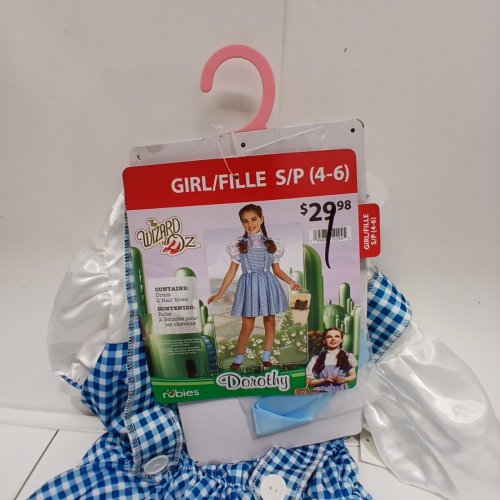 3PC GIRLS RUBIES WIDARD OF OZ DOROTHY COSTUME - SMALL 4-6 - BLUE AND WHITE image 4