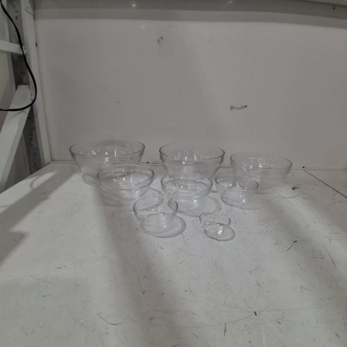 8PC DURALEX GIGOGNE STACKABLE GLASS MIXING BOWL SET - ASSORTED SIZES - CLEAR image 2