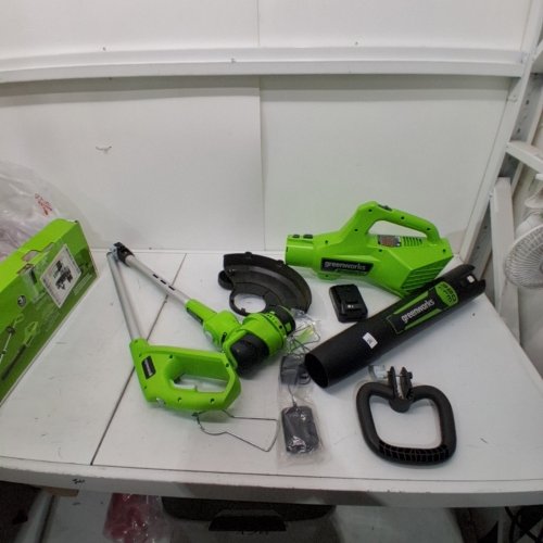 2PC GREENWORKS STRING TRIMMER AND BLOWER COMBO WITH BATTERY - 24V - GREEN/BLACK - (MODEL: STBL24B210) image 3