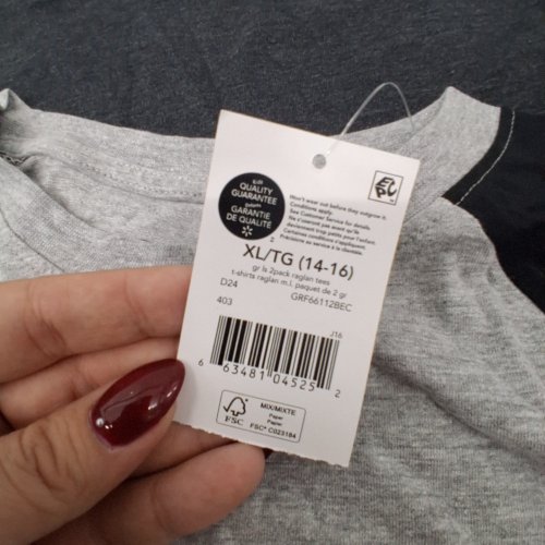 2PK BOY'S GEORGE RAGLAN LONG SLEEVE SHIRTS - EXTRA LARGE (14-16) - GREY/BLACK (STYLE: GRF66112BEC) image 3