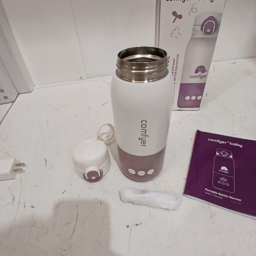 COMFYER PORTABLE MILK WARMER WITH FAST HEATING & LONG BATTERY LIFE - 12OZ - WHITE/PURPLE - (MODEL:BW01) image 2
