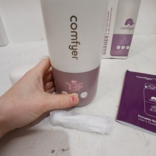 COMFYER PORTABLE MILK WARMER WITH FAST HEATING & LONG BATTERY LIFE - 12OZ - WHITE/PURPLE - (MODEL:BW01) image 3