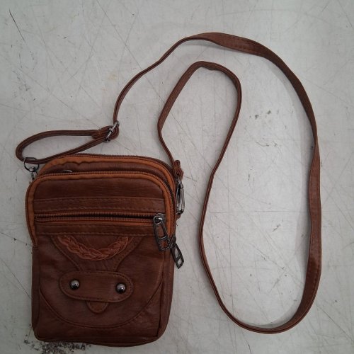 WOMEN'S FAUX LEATHER CROSSBODY BAG - 7" X 5" - BROWN image 2