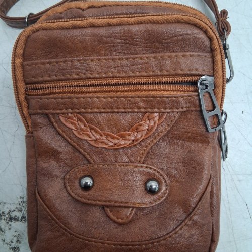 WOMEN'S FAUX LEATHER CROSSBODY BAG - 7" X 5" - BROWN image 3